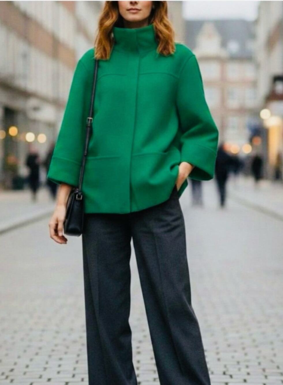 $1498 Lafayette 148 A-line emerald wool jacket size M